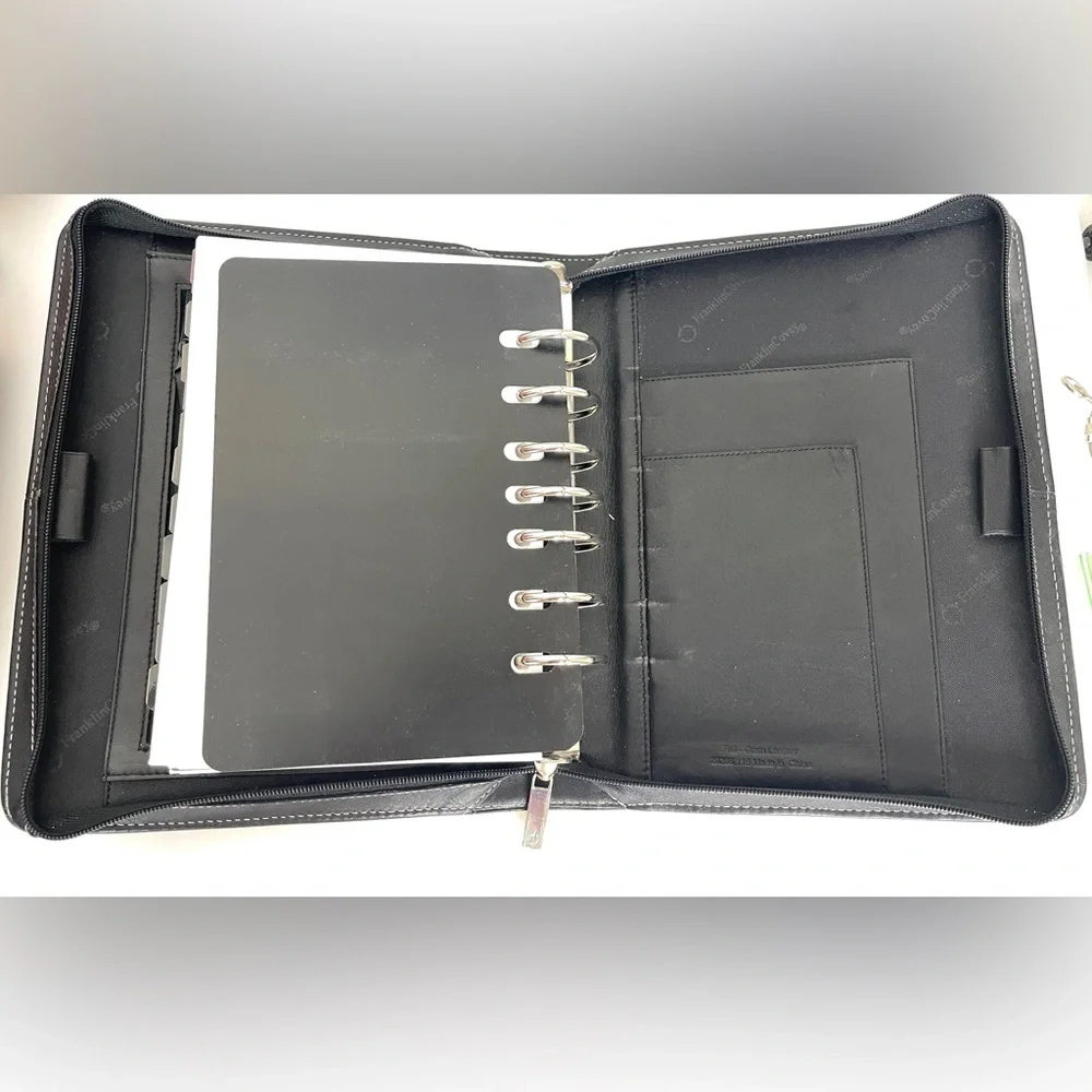 2009 Franklin Covey LEATHER Planner Organizer 7 Ring Insert Handle 10.25” UNUSED